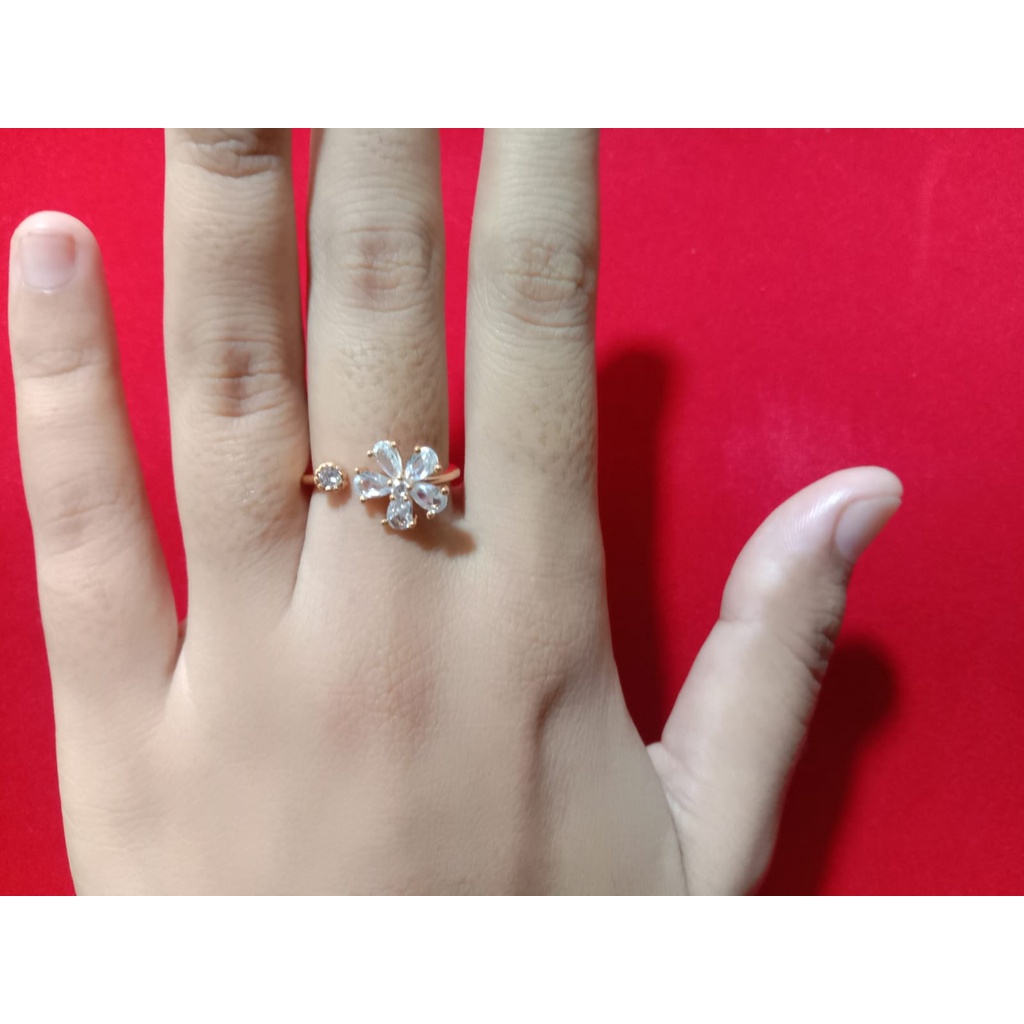 [promo]1920 cincin titanium antikarat model bunga permata