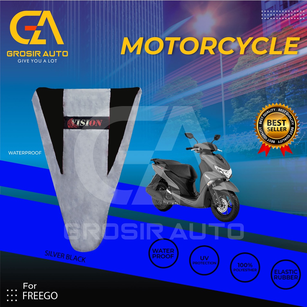 Cover Motor / Selimut Pelindung  Sarung Motor / Penutup Motor Freego Vision Silver Hitam Waterproof