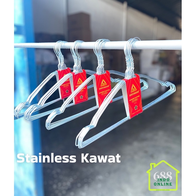 40PCS - HANGER GANTUNGAN BAJU KAWAT DEWASA - GANTUNGAN BAJU ANTI KARAT - SILVER GANTUNGAN