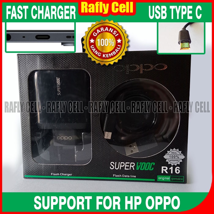 Fast Charger RENO R16 USB Type C Buat HP OPPO RENO 9 8 7 6 5 4 3 2 9Z 8Z 7Z 6F 5F 4F 3F 2F A96 A95 A
