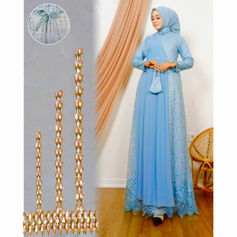 Gamis NAILA Gamis Brukat Terbaru Baju Wanita Jumbo Abaya Kebaya Dress Muslim Gamis Kondangan Dress Kondangan Size M L XL XXL 3L