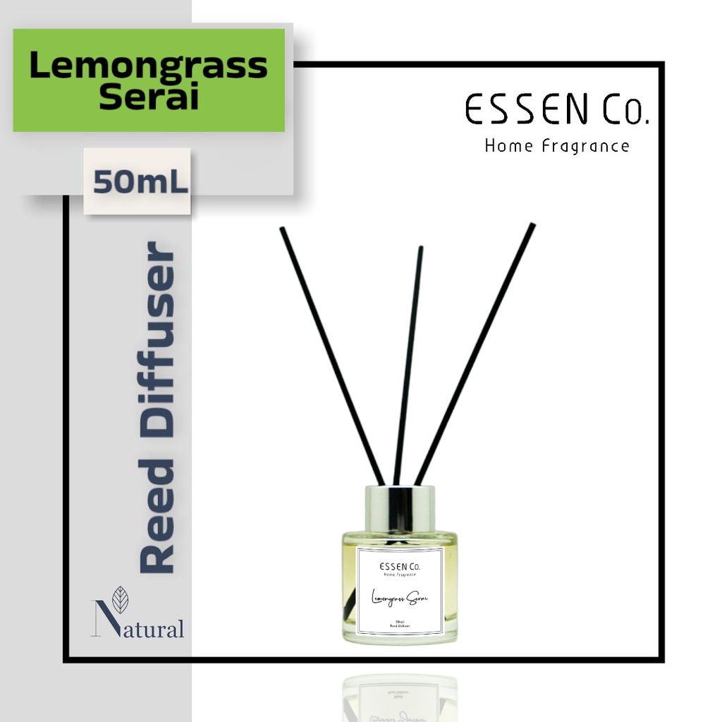 Essen Co Reed Diffuser Lemongrass Serai Aromatherapy Pengharum Pewangi Ruangan Aromaterapi Sereh 50ml