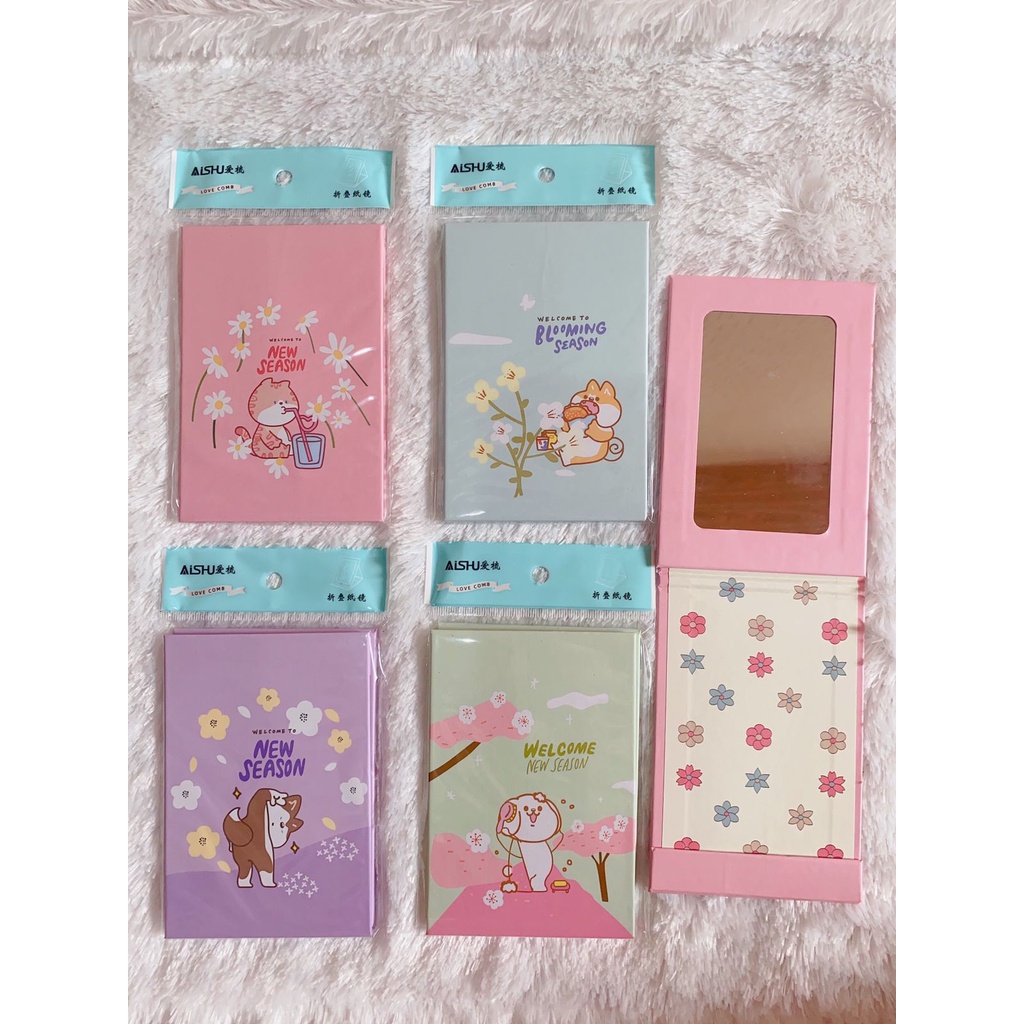 CERMIN KACA RIAS LIPAT PORTBALE ANEKA MOTIF &amp; UKURAN / CERMIN RIAS BUKU LIPAT KOREA / KACA ALBUM