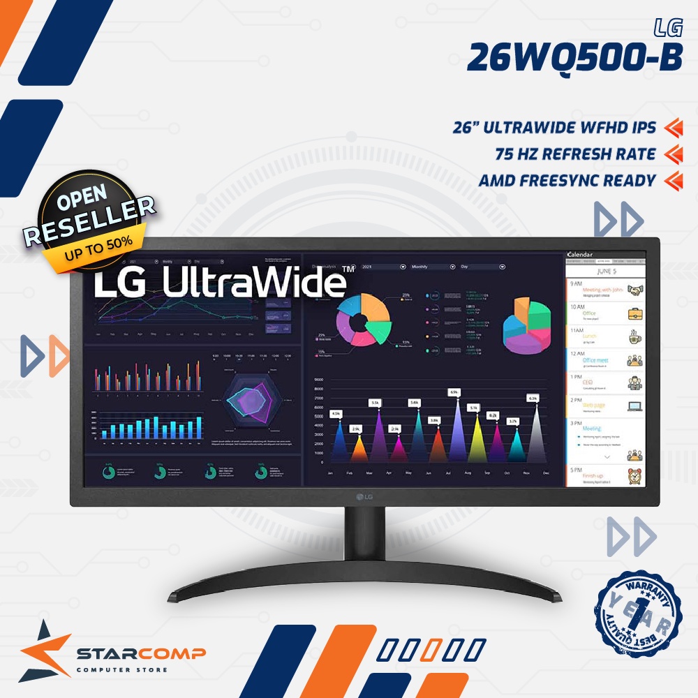 LG 26WQ500-B UltraWide 26&quot; WFHD 21:9 IPS Monitor with sRGB over 99%