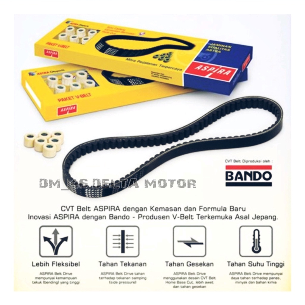 Vanbelt V Belt Assy Set Roller KVB Vario Karbu 110 Old Karburator Vario Techno 110 Old Aspira