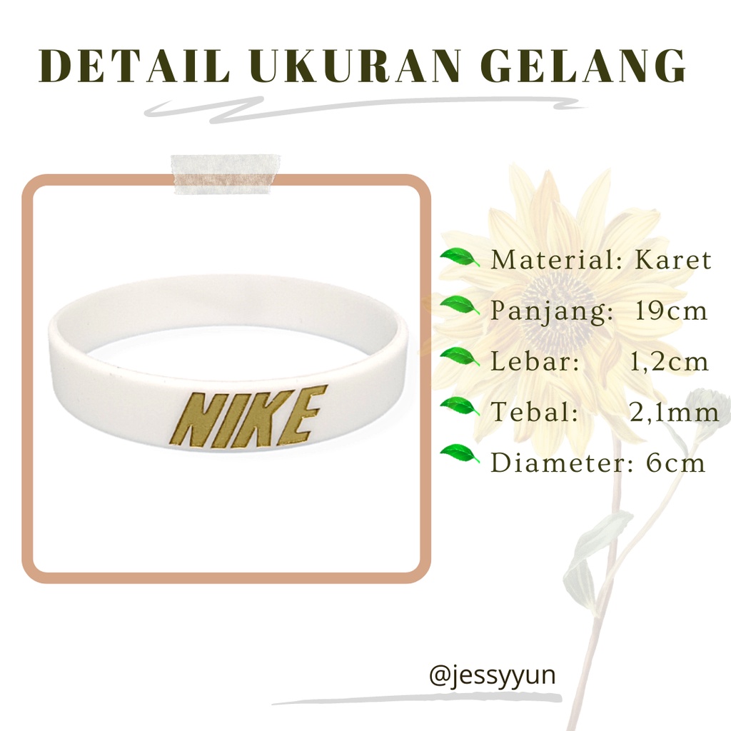 Gelang Karet Pria Distro NIKE Original Rubber Bracelet Kasual Sport