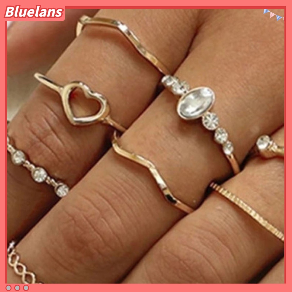 Bluelans 9 Pcs / Set Cincin Jari Gaya Vintage Untuk Hadiah Wanita