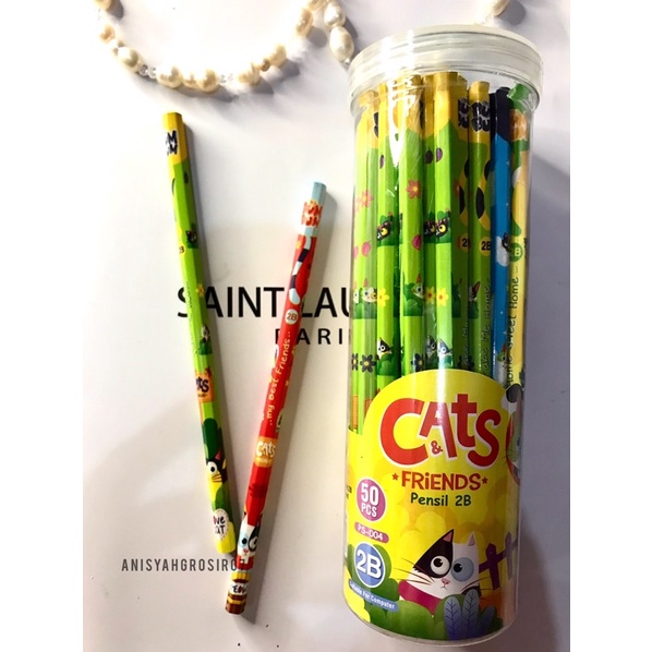

(1PACK) Pensil kayu 2B karakter lucu BIG seri cats/ Pensil raut 2B BIG karakter Kucing
