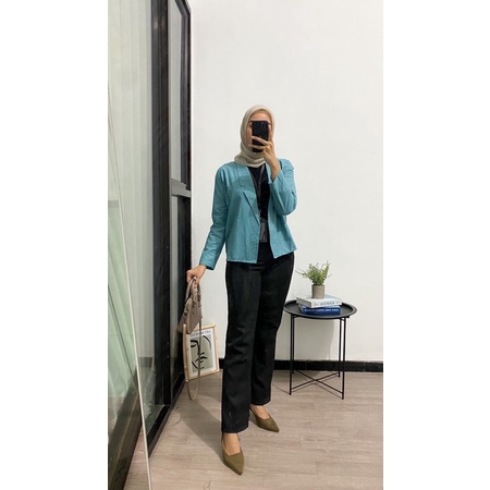 Blazer Wanita Korea Linen Nancy Blazer Linen Loona Casual Outer Wanita