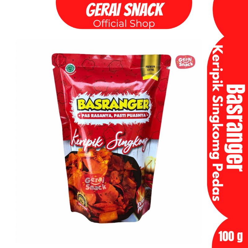 Keripik Singkong Basranger Extra Pedas Daun Jeruk Khas Bandung (100g)
