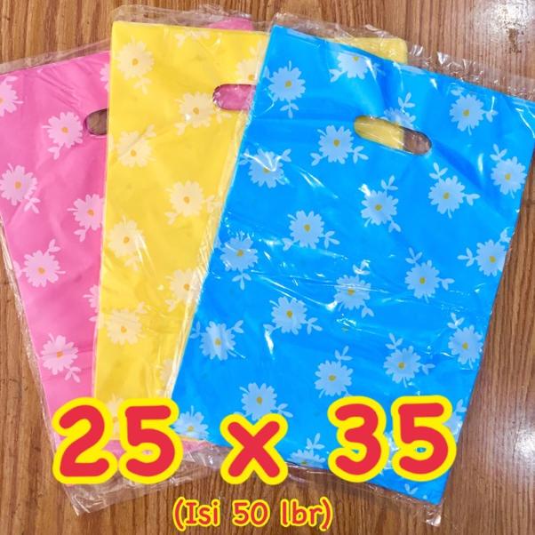 Jangan ketinggalan--Kantong Plastik Olshop Pond Oval Motif Daisy Warna 25x35