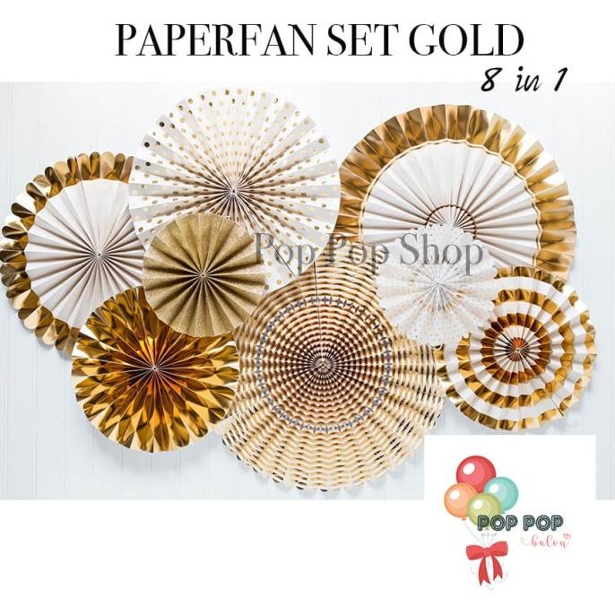 

[COD] Paper Fan Gold Set / Kertas Flower Set 8 in 1 Dekorasi PROMO SPECIAL Kode 658