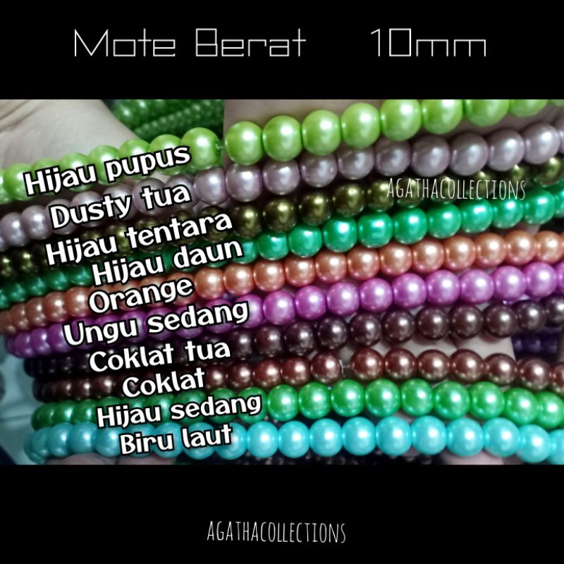 Mote Berat manik manik mutiara 10 mm rentengan