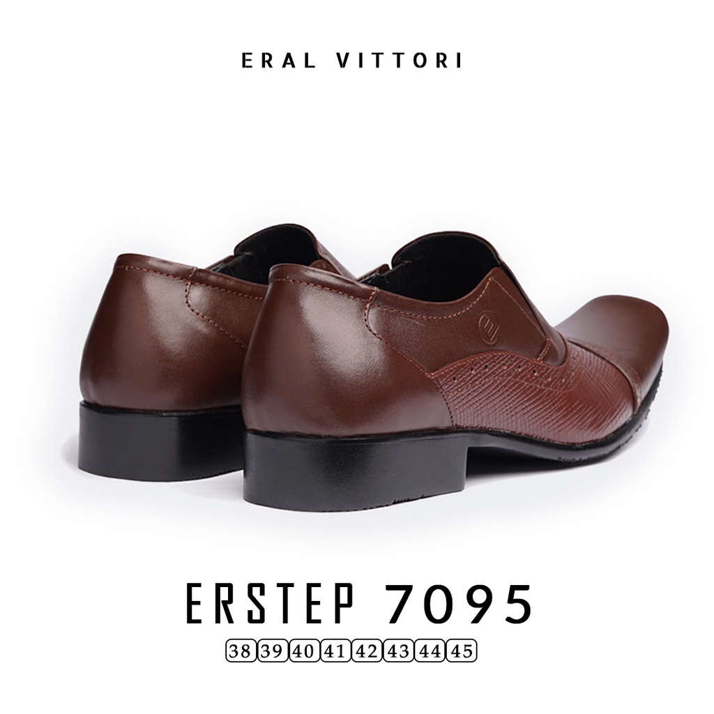 Eral Vittori - Erstep 7095 Sepatu Kantor Pria  Kulit Pantofel Formal Coklat