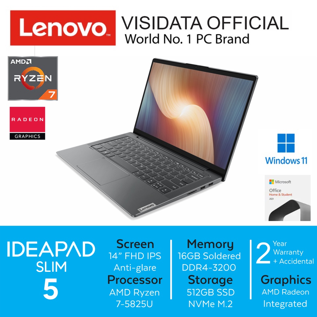 Jual Lenovo Ideapad Slim 5 Ryzen 7-5825U 16GB 512GB W11 14"FHD Radeon ...