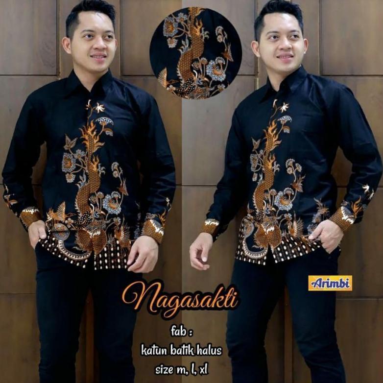 ✺Dijual Murah Kemeja Batik Pria Lengan Panjang Motif Naga Sakti kuwalitas produk original 68 ↓