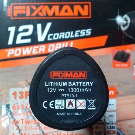 baterai batre bor cordless fixman 12v untuk bor dan impact driver fixman 12v
