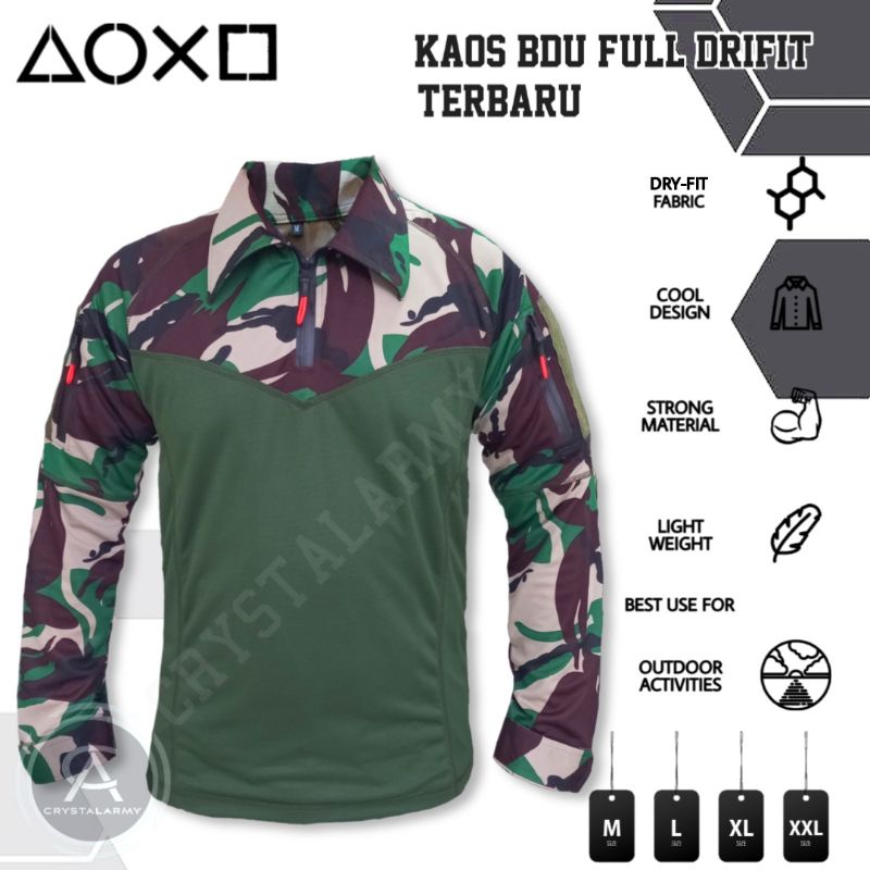 kaos BDU loreng lengan panjang / kaos pria panjang / bdu dryfit