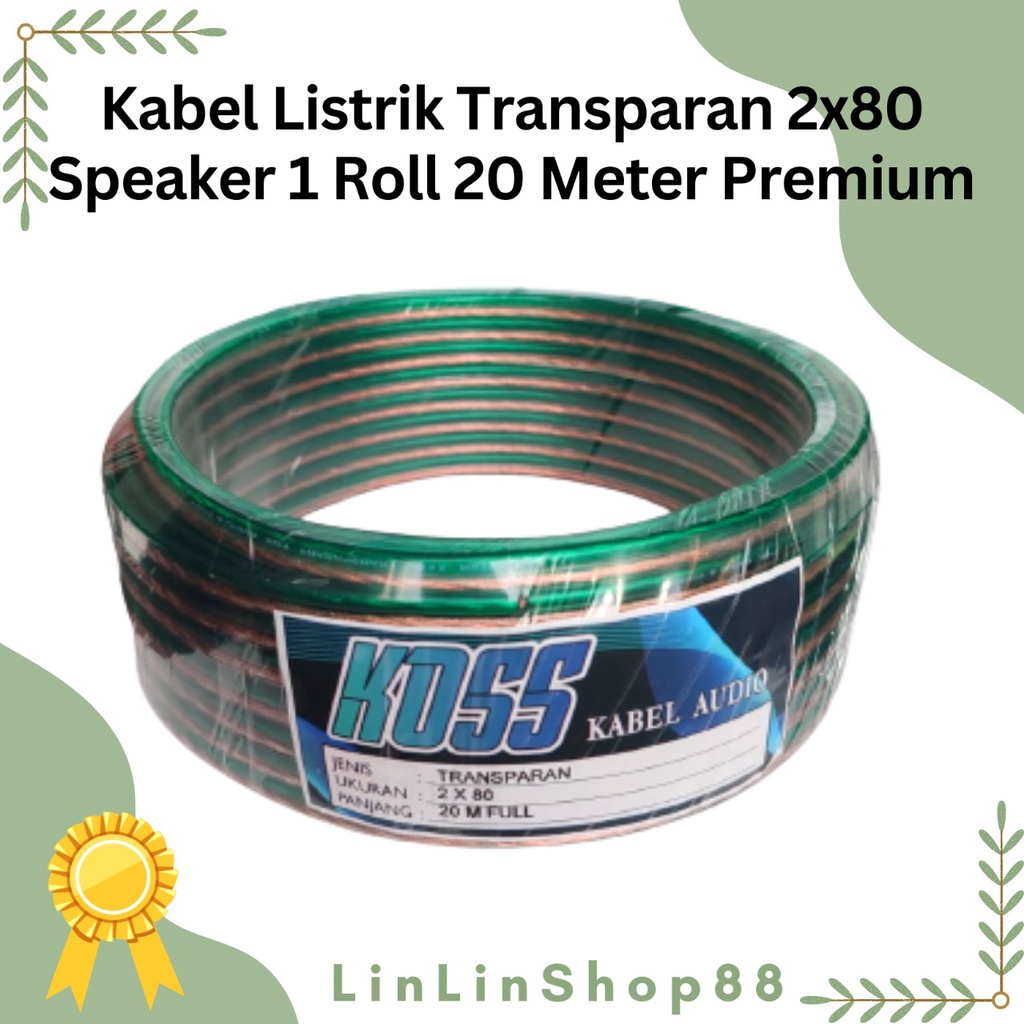 Kabel Listrik Transparan 2x80 Audio Speaker 1Roll 25 Meter dan 20 meter Premium