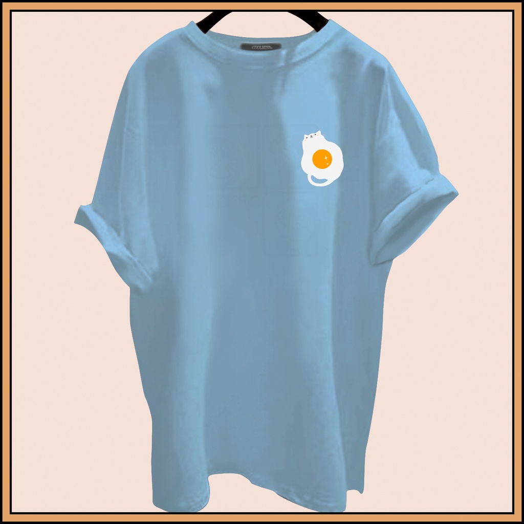 CALVIERO SHOP - BAJU KAOS ATASAN WANITA PRINT CAT EGG LOGO GALAXY PRINT