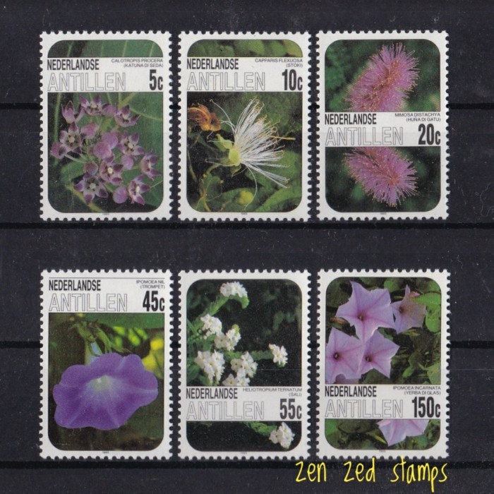 

0713 perangko Belanda Antillen 1985 Flowers 6v Mnh