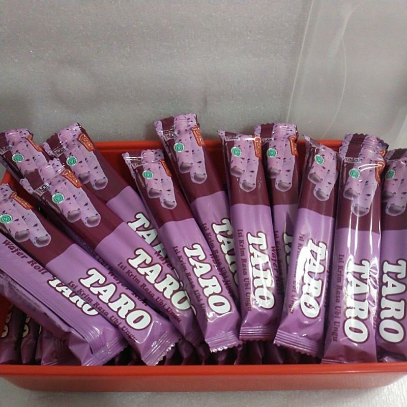Wafer roll lunch box taro dan coklat isi 50