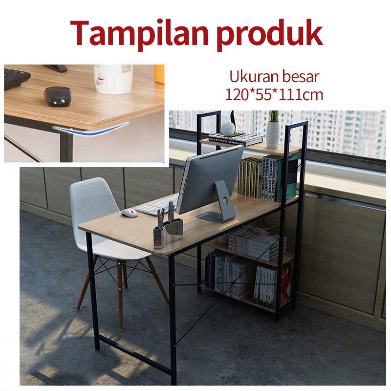 HRAK 120cm Meja kantor/Meja kerja dengan Rak Serbaguna/Meja belajar/Meja komputer/Meja Ruang Belajar/Meja kamar tidur/Meja Modern Minimalis