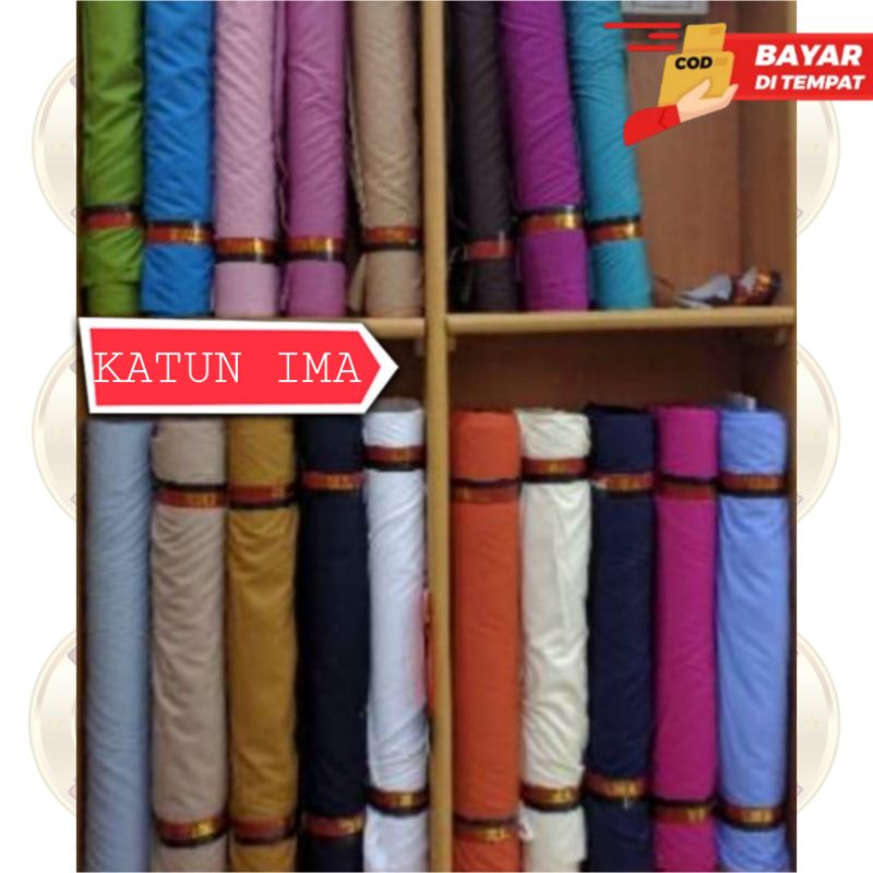 kain katun meteran. katun ima. kain bahan katun ima polos (min order 2x klik per warna/motif) bahan 