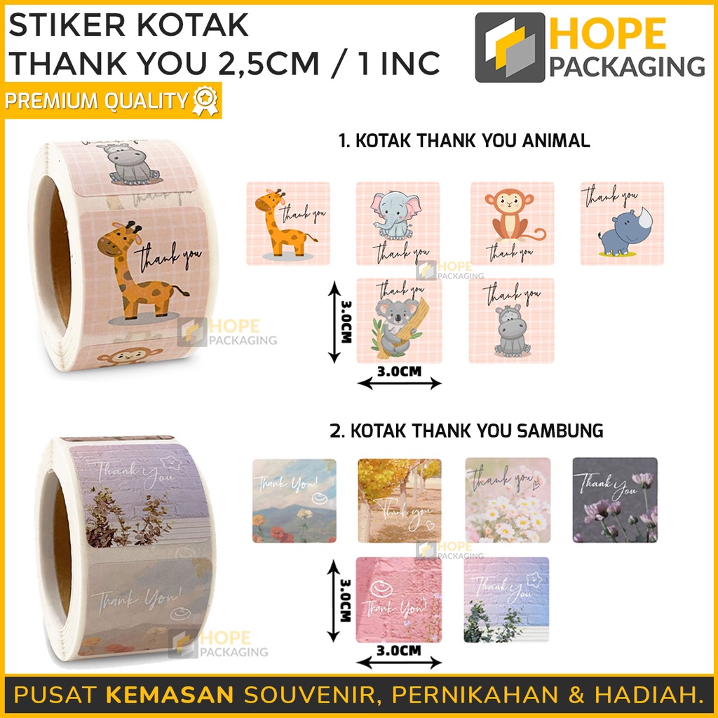 500 pcs Stiker Label Animal Flower Stiker Label  Kotak 2.5CM/1 INCH  Reward Stiker / stiker makanan / souvenir ultah