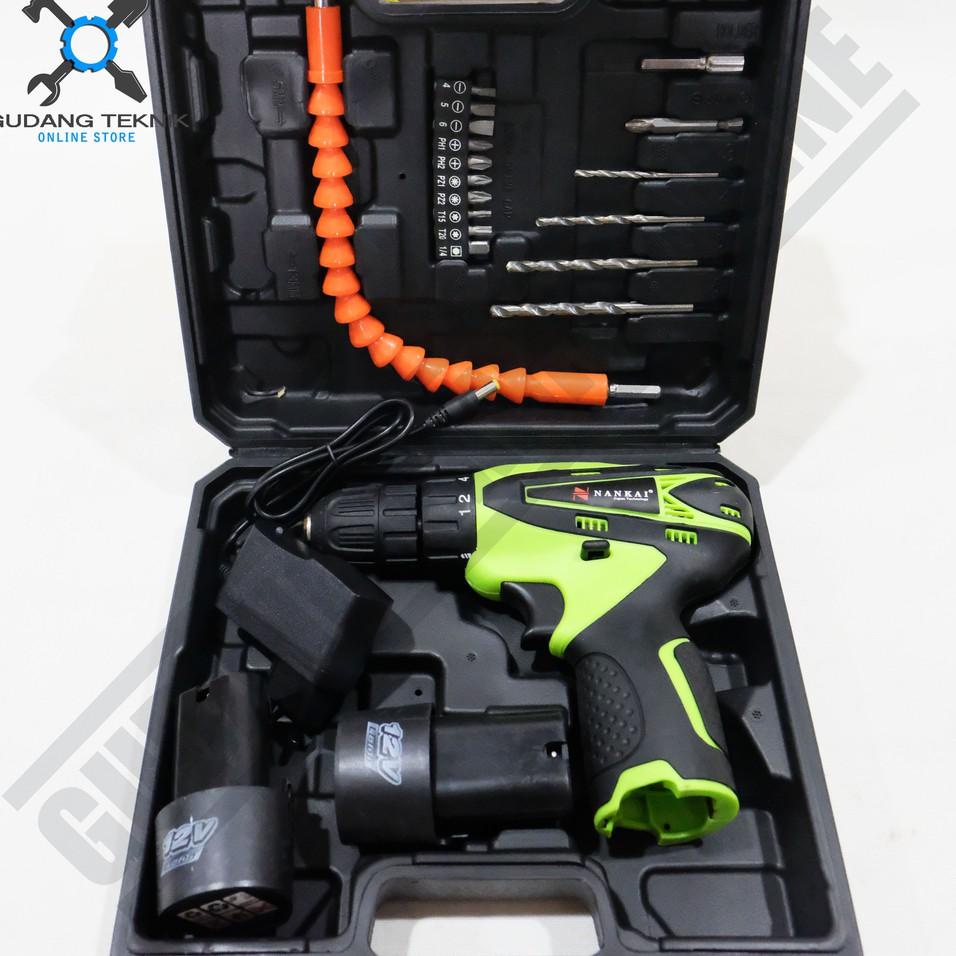 ↕mr Terbaru↕ Cordless Nankai / Mesin Bor Cas Charger 12V Cordless Drill Nankai Set 34