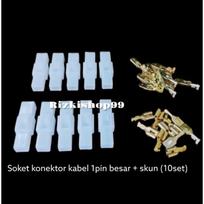 Socket konektor kabel 1 pin besar + skun 10sett
