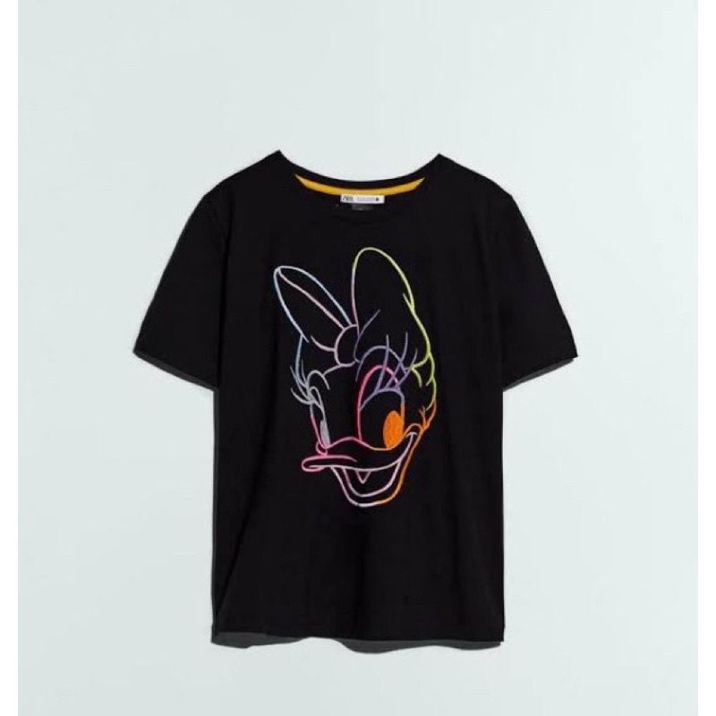 [[BISA COD]] T-SHIRT BRANDED ZARA X DISNEY DAISY BORDIR