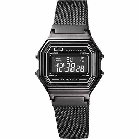 Jam Tangan Wanita Stylist Casual Business Rantai Stainless Steel Digital Original Q&amp;Q QnQ QQ M173 M173J Series