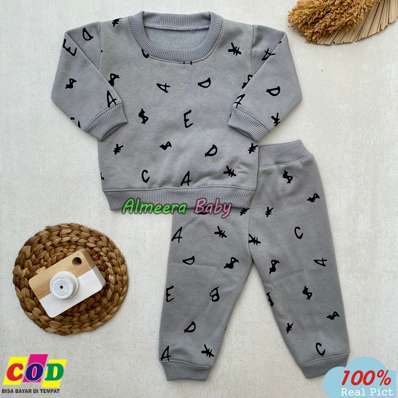 Setelan Baju Bayi Setelan sweater Bayi Celana Jogger Bayi Usia 3-12 Bulan Almeera Baby and Kids