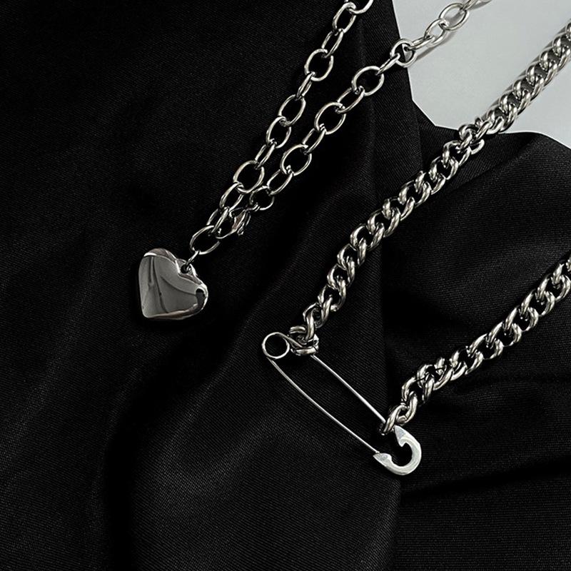 Kalung Rantai Klavikula Double layer Desain Hati Untuk Wanita