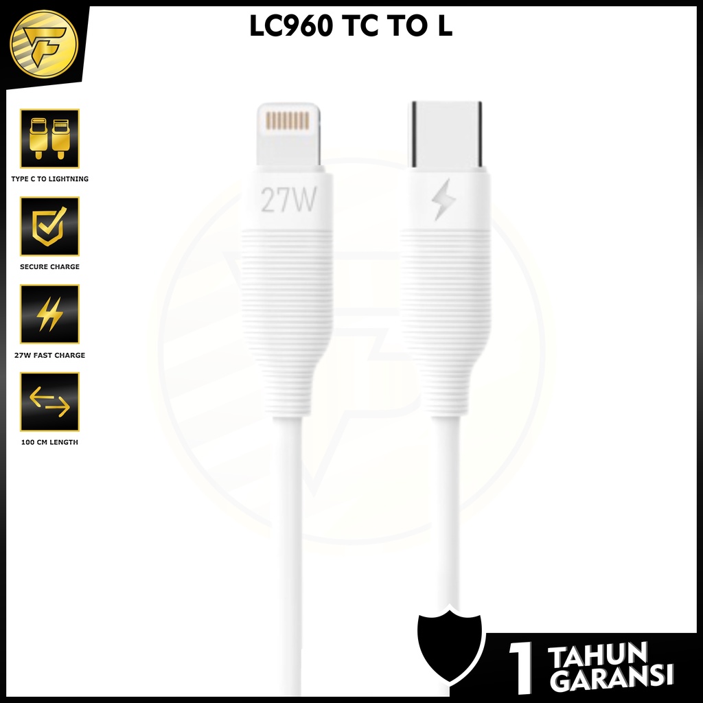 LENYES LC960 kabel data PD 27W FAST CHARGING 3.0A Type C to Lightning iphone Kabel charger 1meter cas original