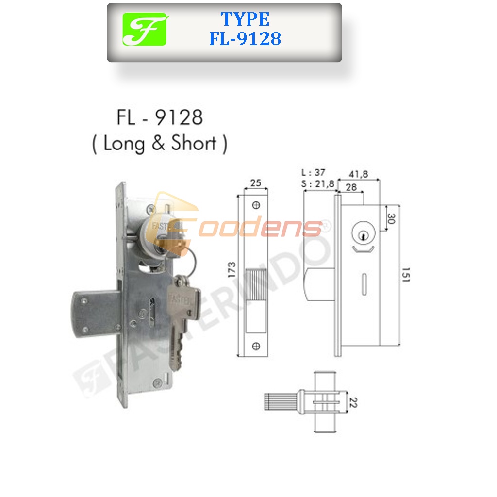 Aluminium Door Lock Kunci Pintu Aluminium Swing Lidah Pendek