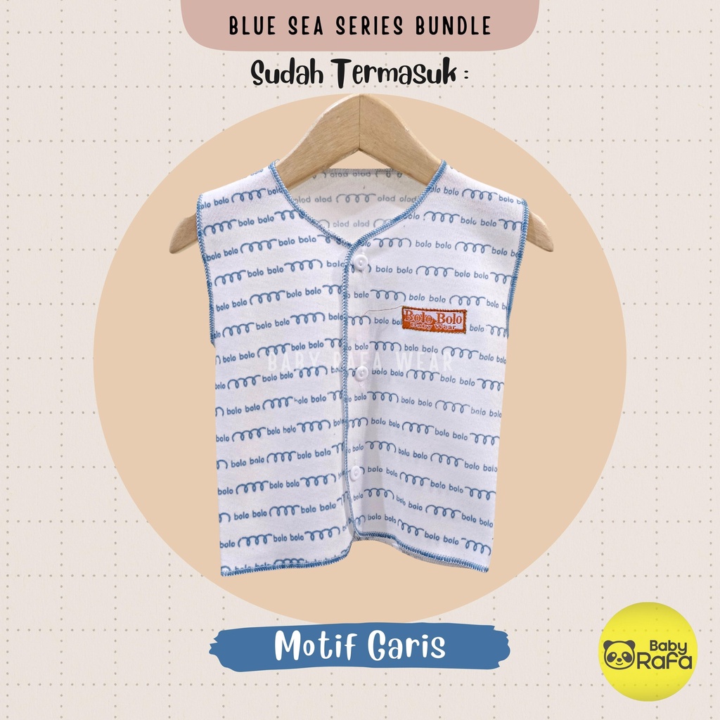 Serian Biru - 3 pcs Baju Bayi Kutung Bayi Baru Lahir 0 sd 3 Bulan Blue Sea Series merk SNI Bolo - Bolo