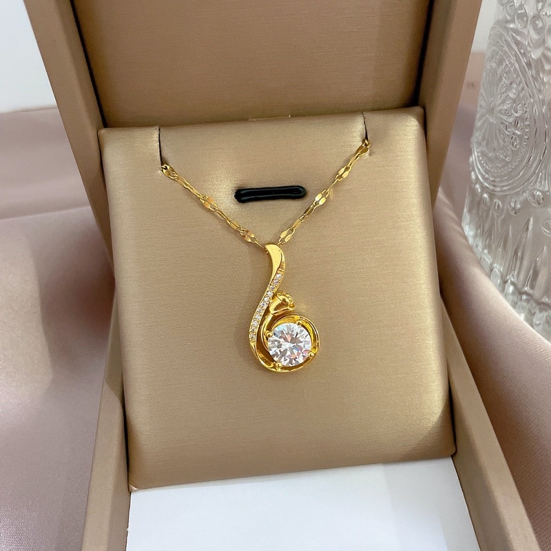 kalung titanium cantik diamonde permata aneka variasi