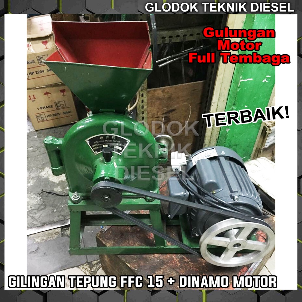 Mesin Penepung / Penggiling Tepung FFC 15 + Dinamo Motor 1 HP 2 HP Giling Tepung FFC15 ORIGINAL TERB