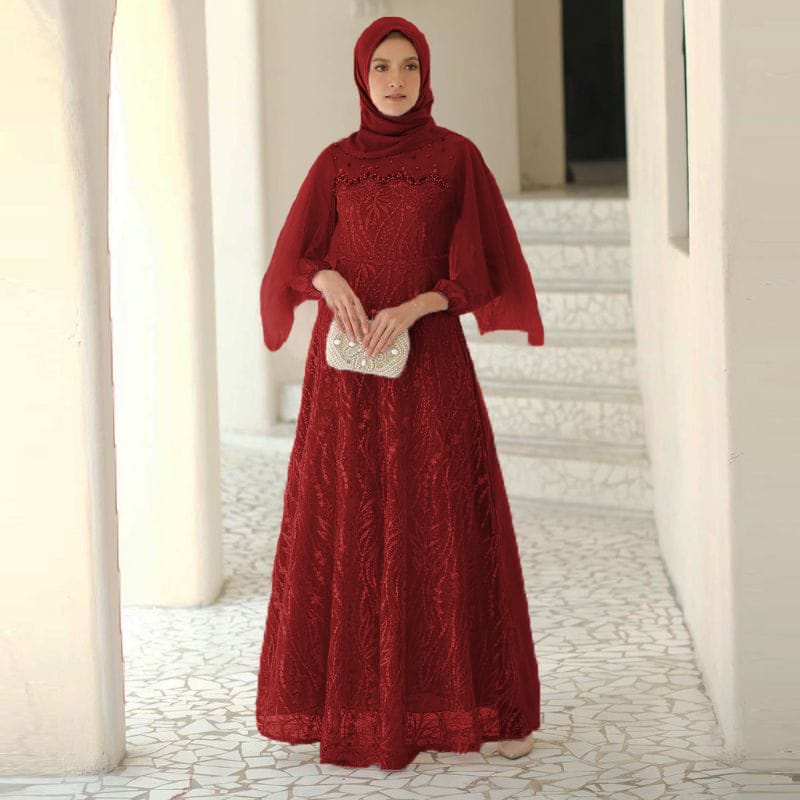 BJ - MAXI LUNA / GAMIS LUNA / UKURAN M , L , XL , XXL / GAMIS KONDANGAN / GAMIS PESTA / GAMIS WISUDA / GAMIS UKURAN BESAR / Gamis Bahan Moscrepe Kombi Brukat Tulang Premium / MAXI KEKINIAN / MAXI KONDANGAN / MAXI WANITA MURAH / GAMIS MURAH MERIAH