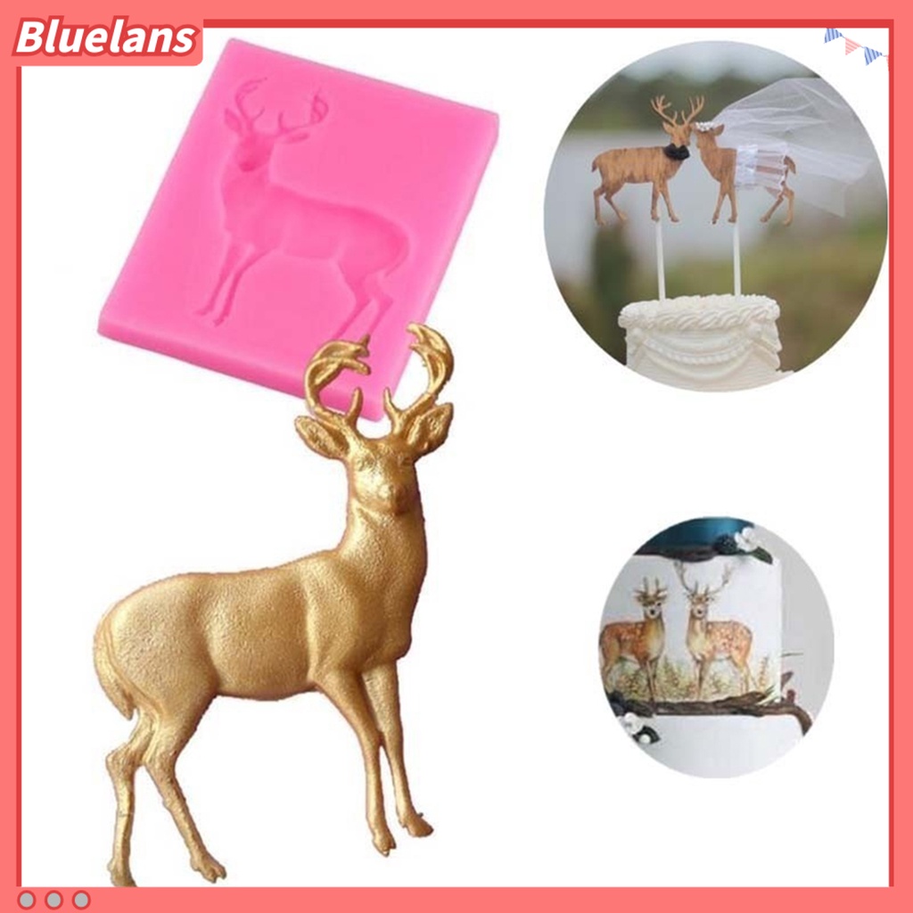 Bluelans Cetakan Kue / Coklat Bentuk Rusa Natal Bahan Silikon Untuk Dekorasi