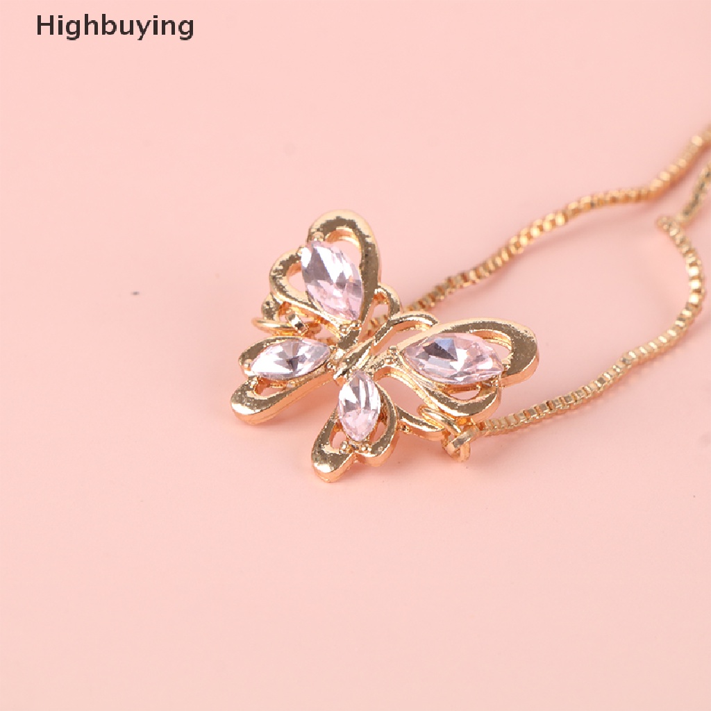 Perhiasan Gelang Wanita Model Kupu-Kupu Hollow Out Aksen Kristal Pink Untuk Hadiah Ulang Tahun Glory