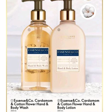 Essense&amp;co Cardamom&amp;Cotton Flowers Hand&amp;Body Wash/Hand&amp;Body Lotion