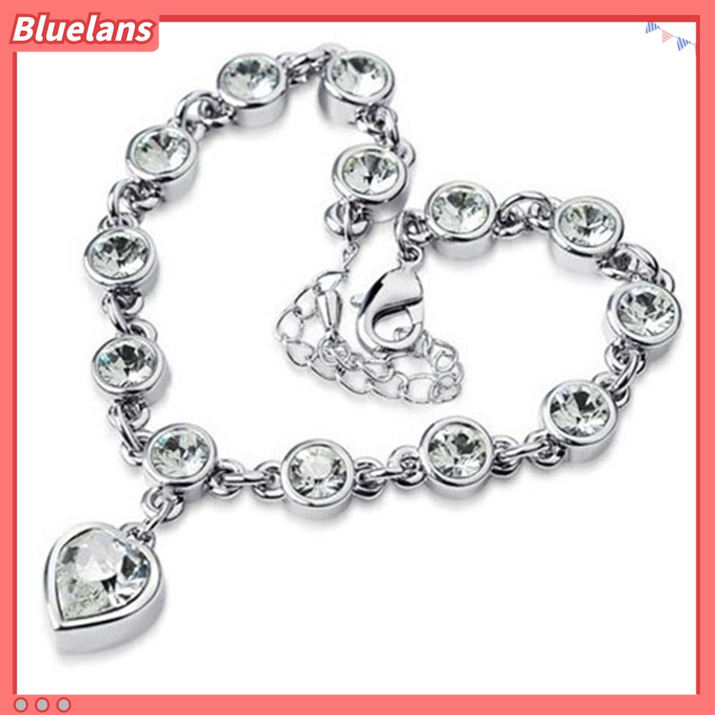 Gelang Rantai Berlian Imitasi Bentuk Hati Bahan Alloy Untuk Wanita