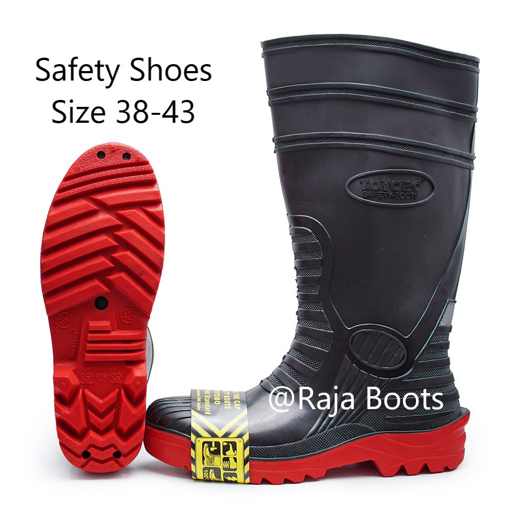 Sepatu Boot Toyobo &amp; MaxSafe Safety Hitam Merah