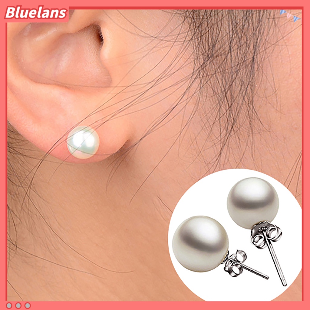 Bluelans Ear Ring White Beautiful Women Fashion Faux Pearl Ear Stud