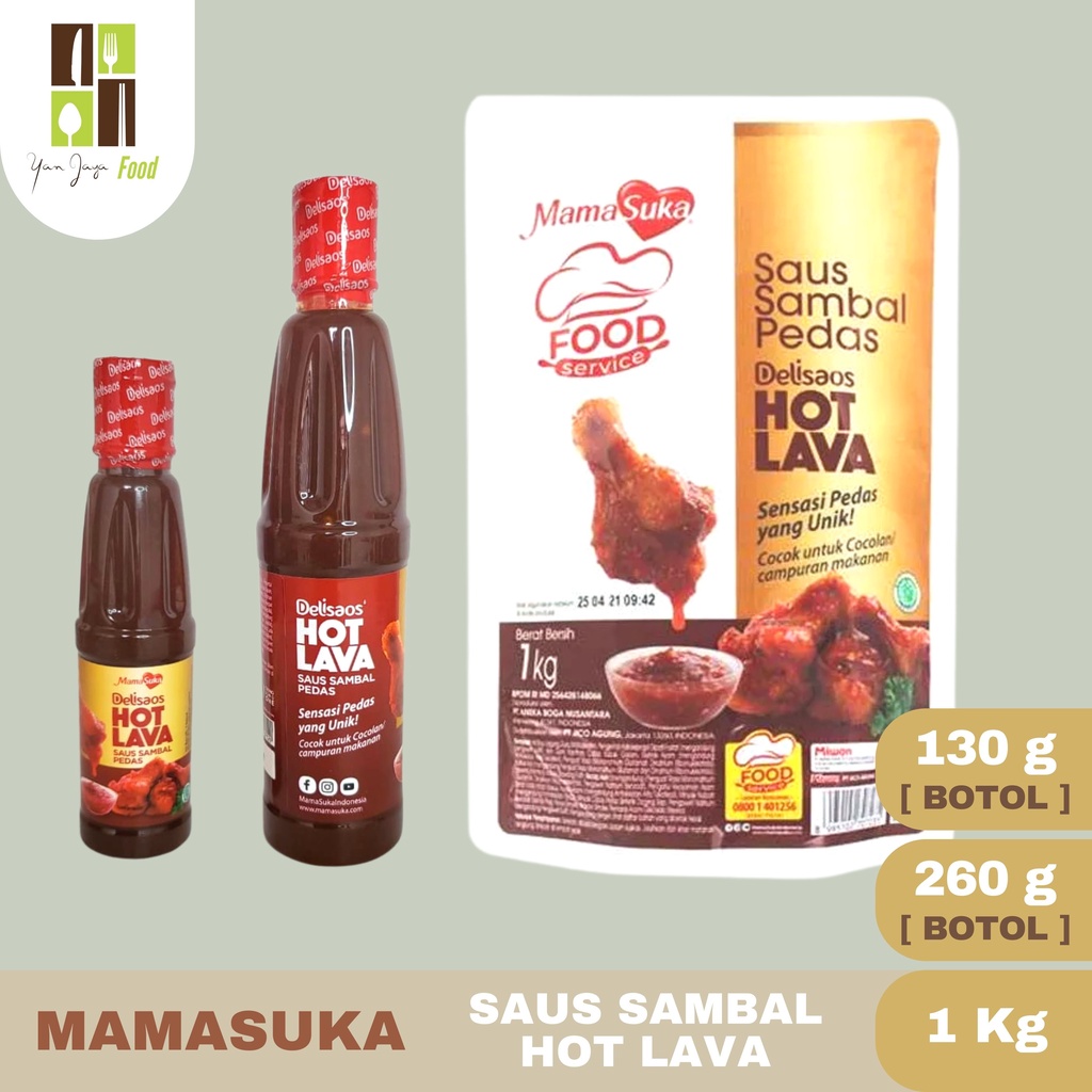 Mamasuka Saus Sambal Pedas Delisaos Hot Lava [1Kg/320g/130g/Sachet]