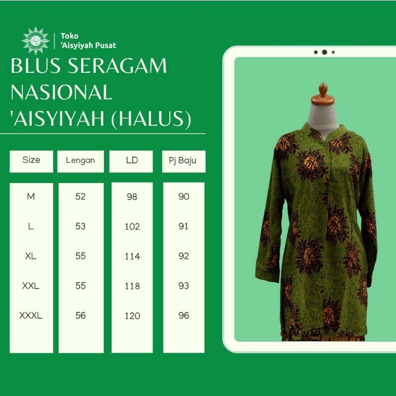 Blus seragam aisyiyah nasional halus