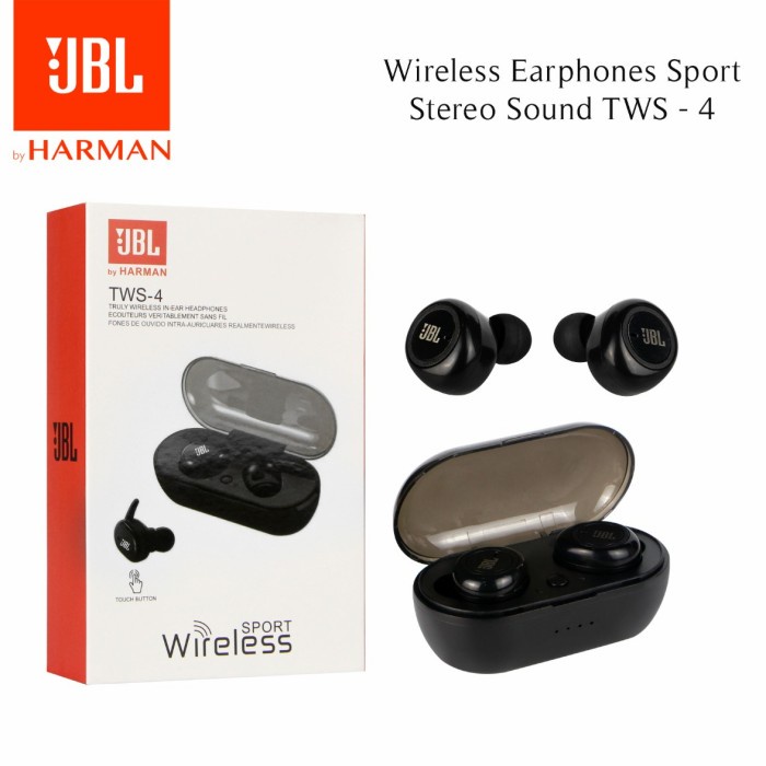 Hensed HFHEADSET BLUETOOTH JBL TWS 4 PACKING T Headset Headsets Erphone Heandset Erpone Airphone Pre